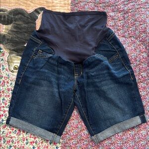 Old Navy Maternity Womens Shorts Size 4 Regular Full Panel Dark Wash Denim Jeans